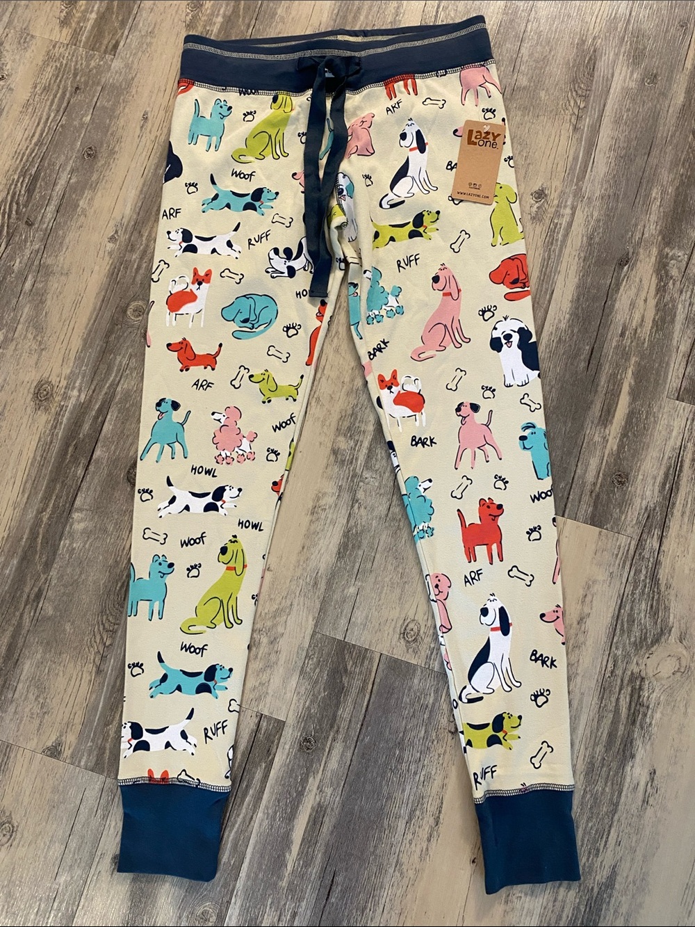 NWT Lazy One Ruff Night Dogs Cotton PJ Pajama Bottom Cuffed Pants Leggings SMALL